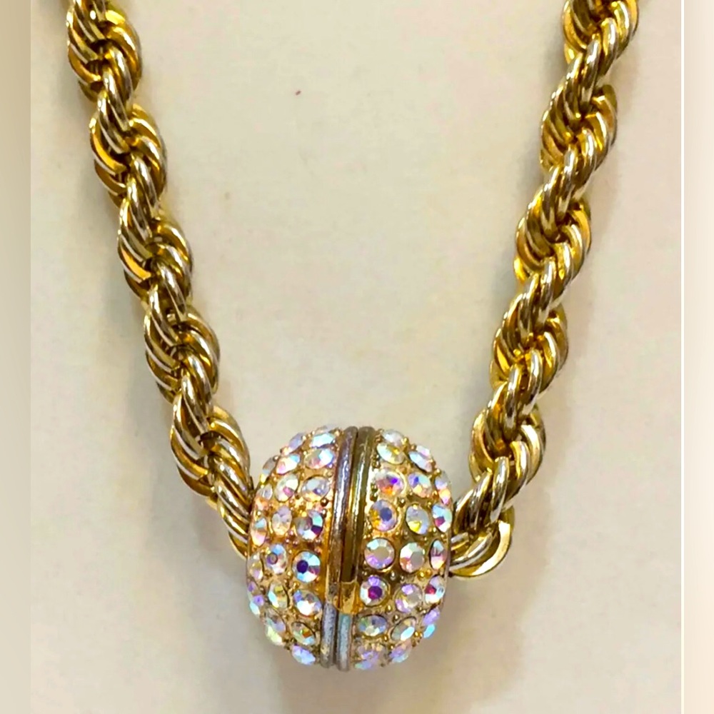 🌼🌺🌸Rhinestone slide  Chain Necklace Ball Pendant Rope